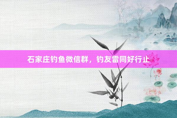 石家庄钓鱼微信群,钓友雷同好行止